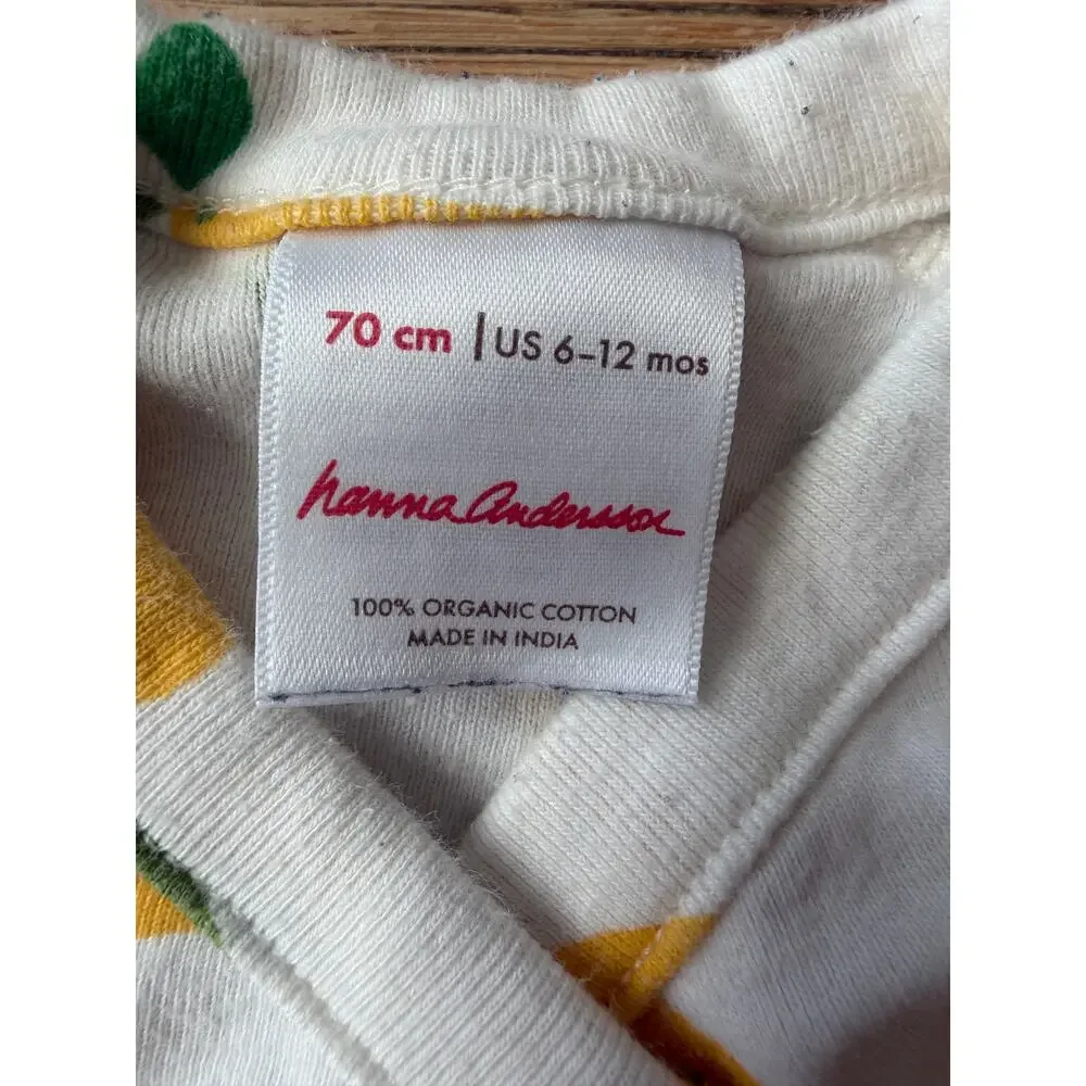 Hanna Andersson Lemon Print Kimono Wrap Bodysuit 6-12M